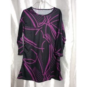 PURPLE black abstract tunic graffiti T-shirt